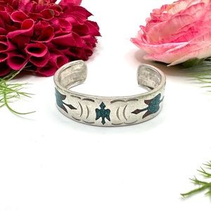 VINTAGE⚜️Phoenix Turquoise & Coral Inlaid Bracelet